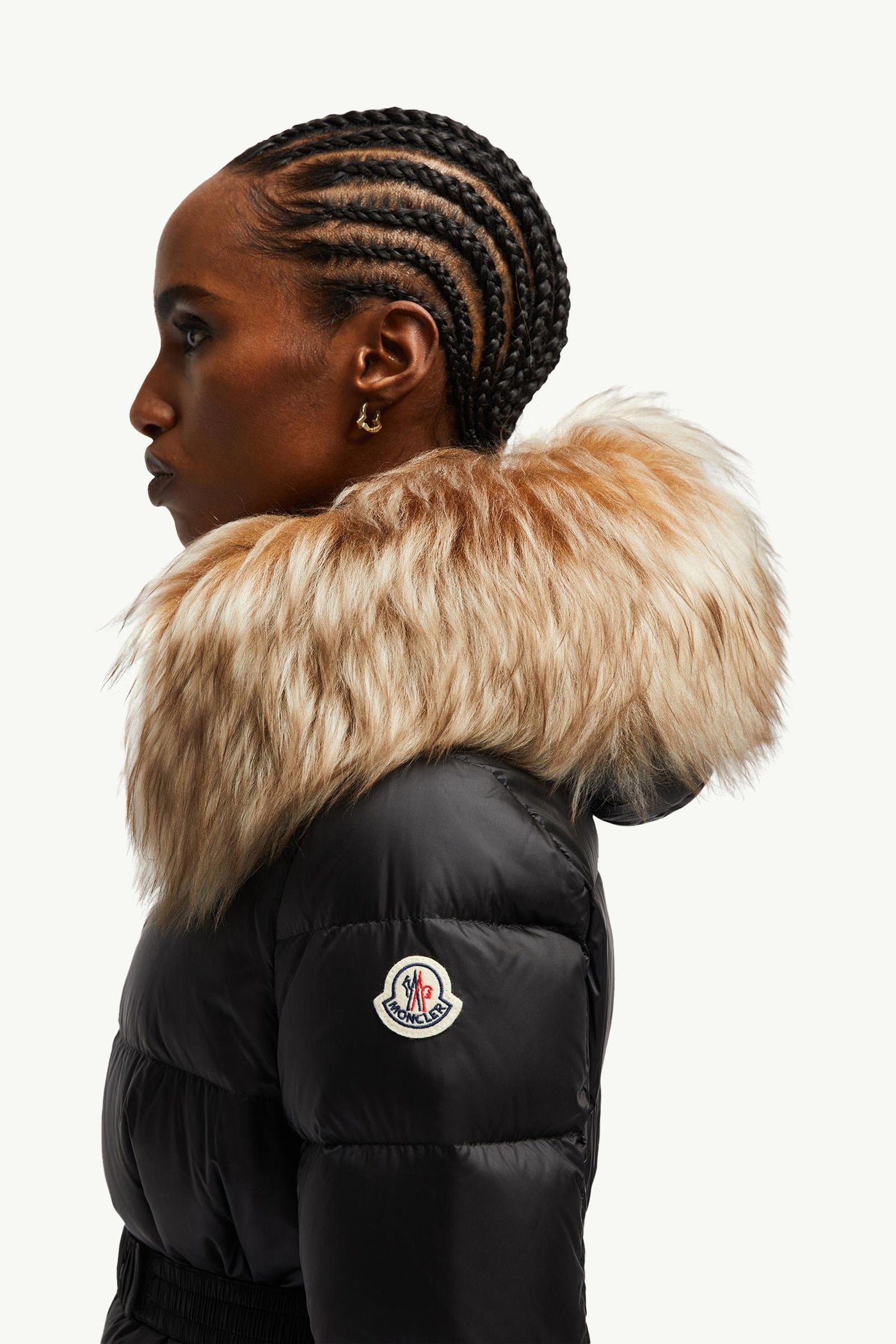"MC" Boed kurze Daunenjacke mit Kapuze und Shearling-Besatz