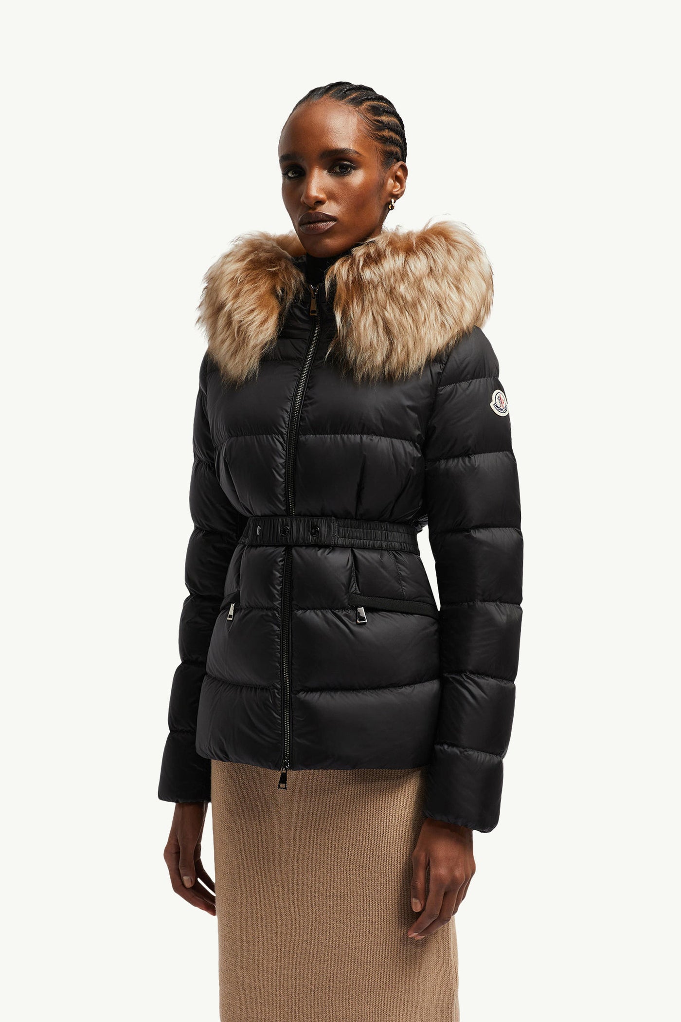 "MC" Boed kurze Daunenjacke mit Kapuze und Shearling-Besatz